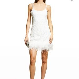 Feathered Lace Mini Dress